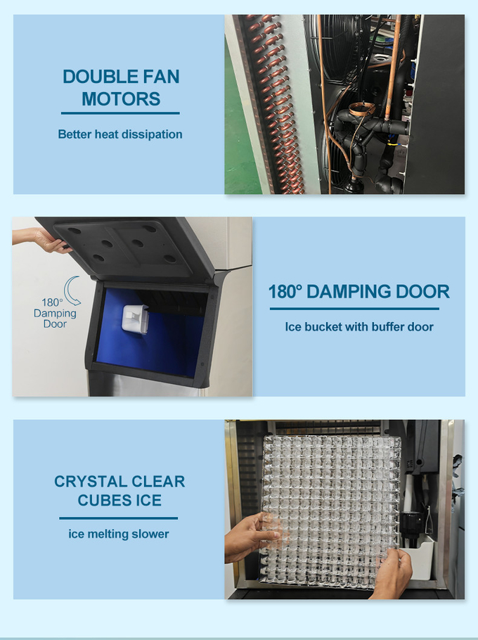 200kg / 24H commerciële ijsblokjesmachine Ice Maker Machine Automatische ijsmachines voor hotelgebruik 2