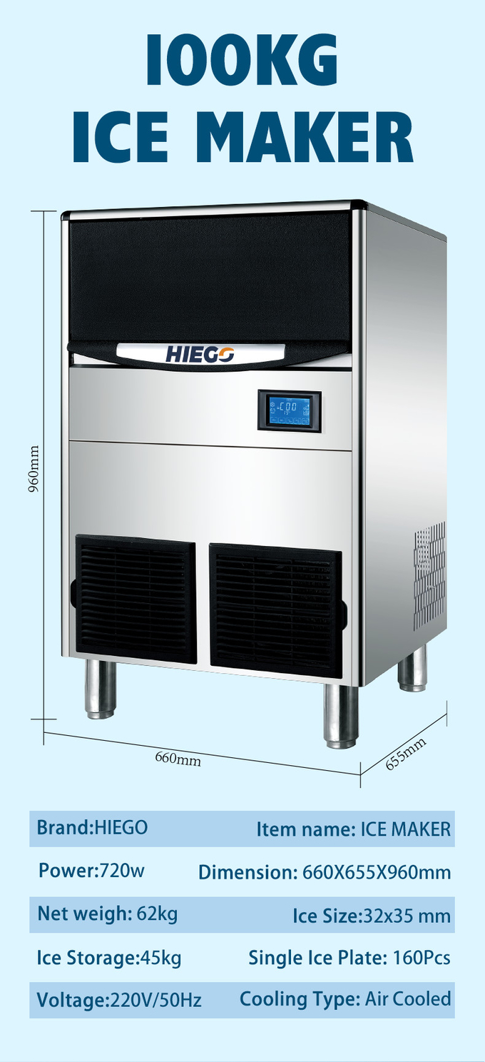 100KG/24Hr Crescent Ice Machine R404 45kg Clear Ice Making Machine voor Commercieel 12