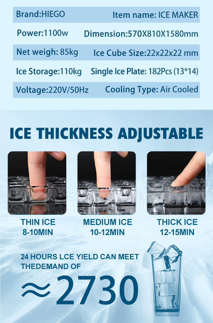 200kg / 24H commerciële ijsblokjesmachine Ice Maker Machine Automatische ijsmachines voor hotelgebruik 8
