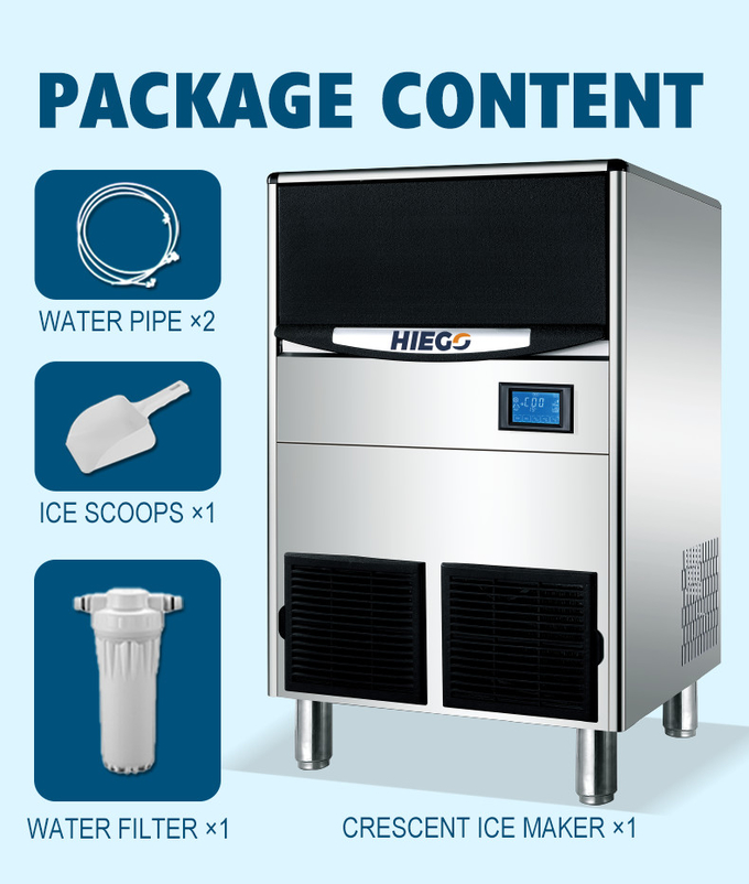 100KG/24Hr Crescent Ice Machine R404 45kg Clear Ice Making Machine voor Commercieel 9