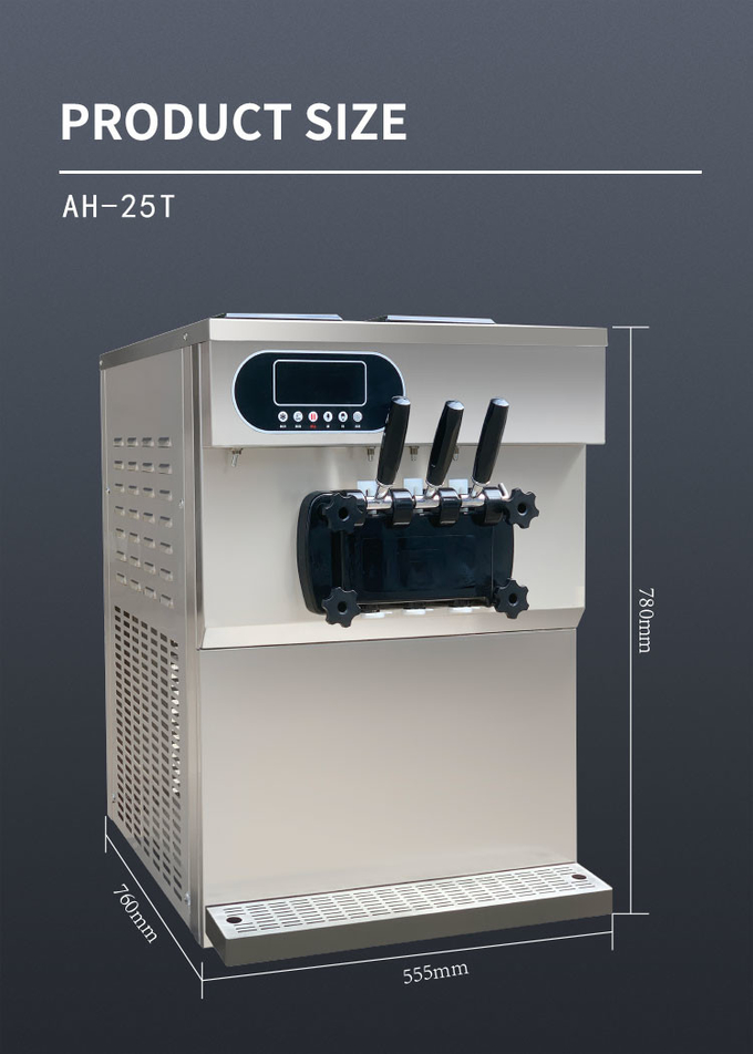 25-28l/u Commerciële ijsmachine 2+1 Gemengde Smaak Binnenlandse Soft Serve Machine 9