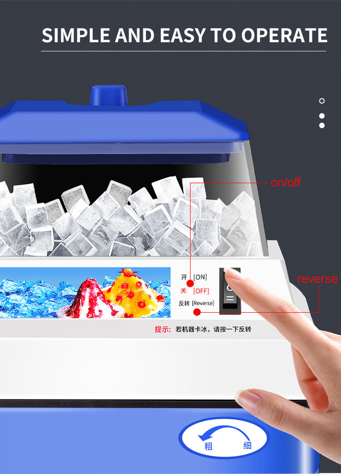 300w commerciële elektrische ijsscheerapparaat Desktop met verstelbare ijstextuur 5kgs geschoren ijsmachine voor thuis 4