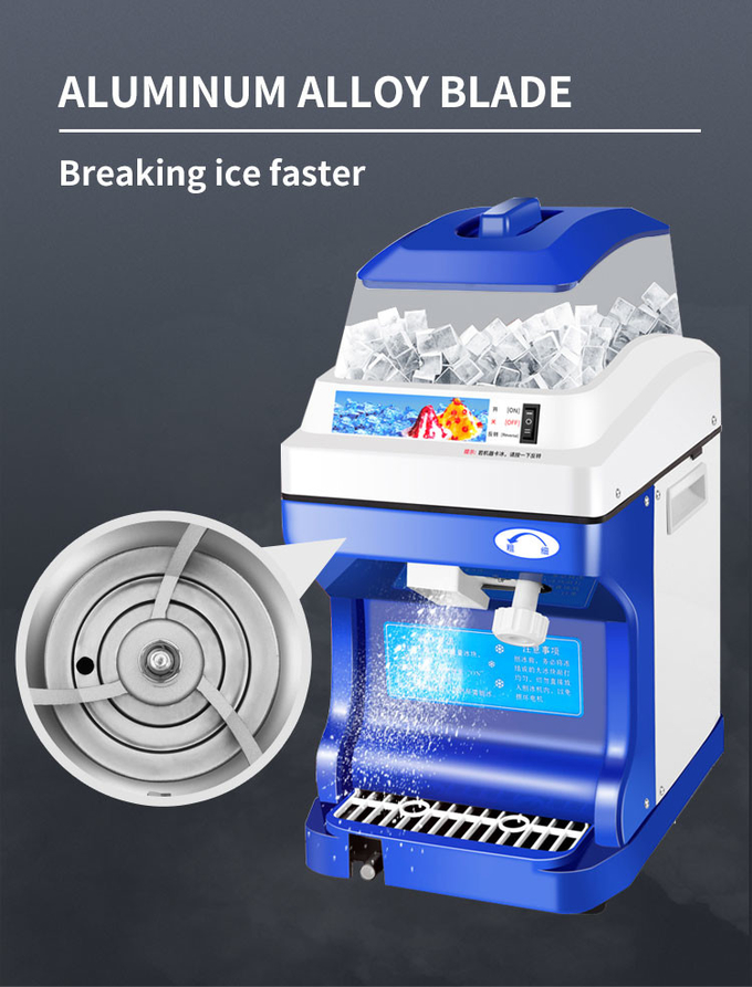 300w commerciële elektrische ijsscheerapparaat Desktop met verstelbare ijstextuur 5kgs geschoren ijsmachine voor thuis 5