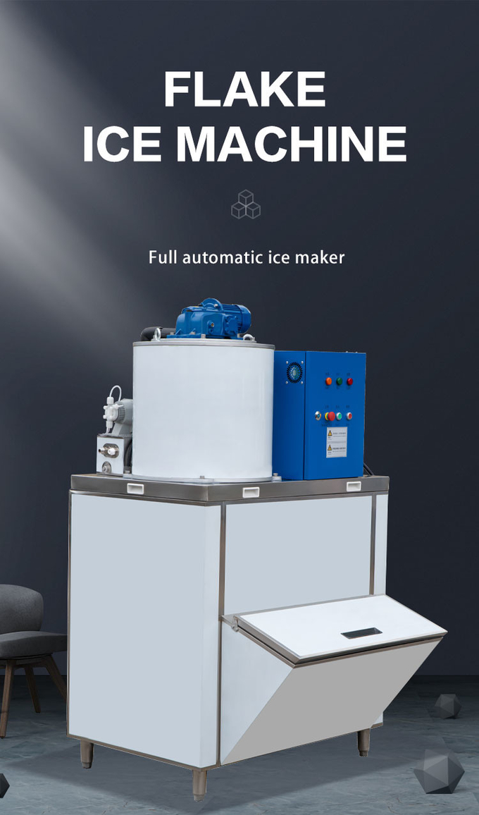 Roestvrijstalen Geneglace-schilferijsmachine 1 ton ijzige sneeuwkegelmachine Luchtkoeling 4